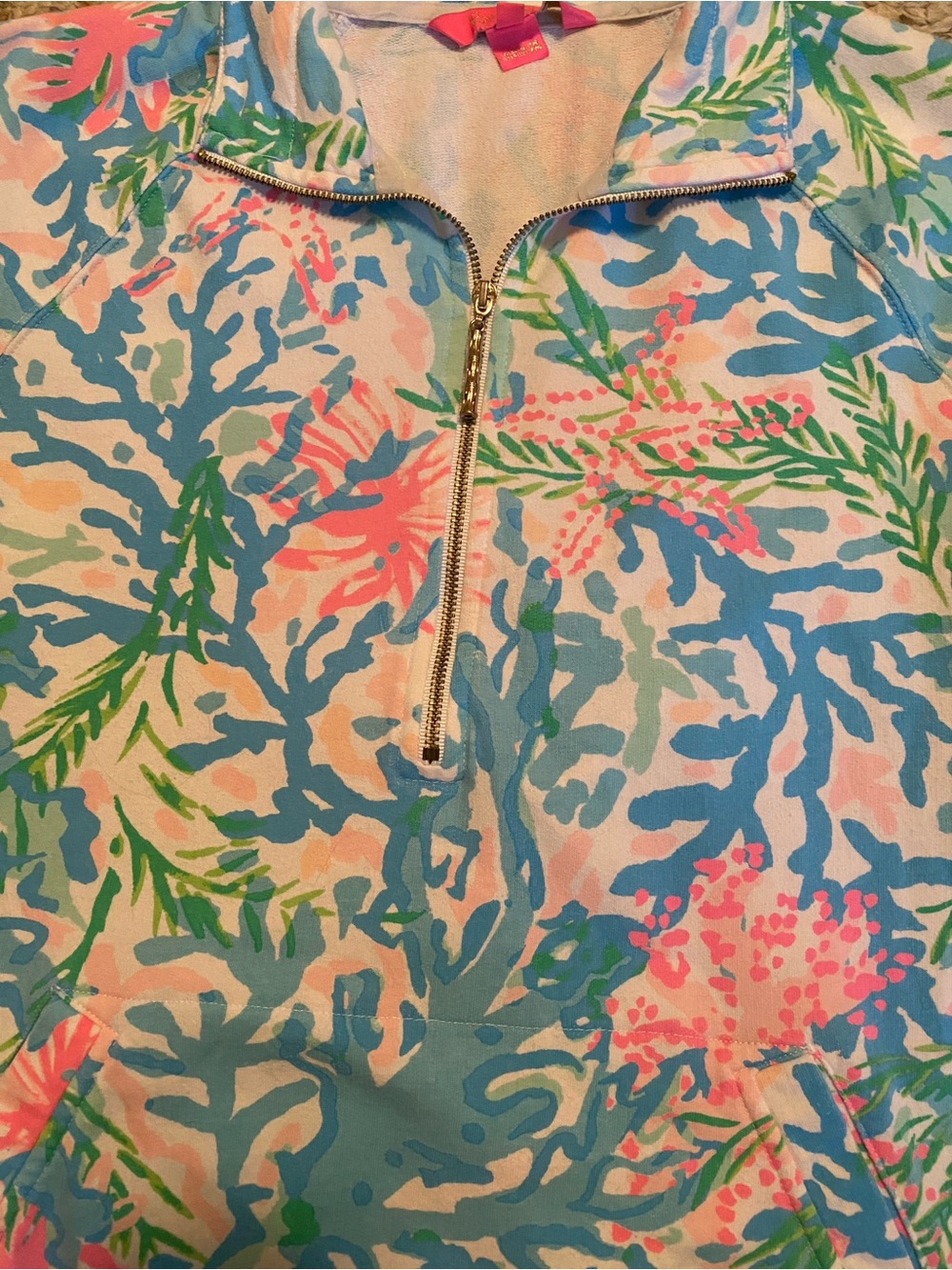 Lilly Pulitzer Women’s Quarter Zip Pullover Coral-Pastel Colors, Size XS - Picture 4 of 10